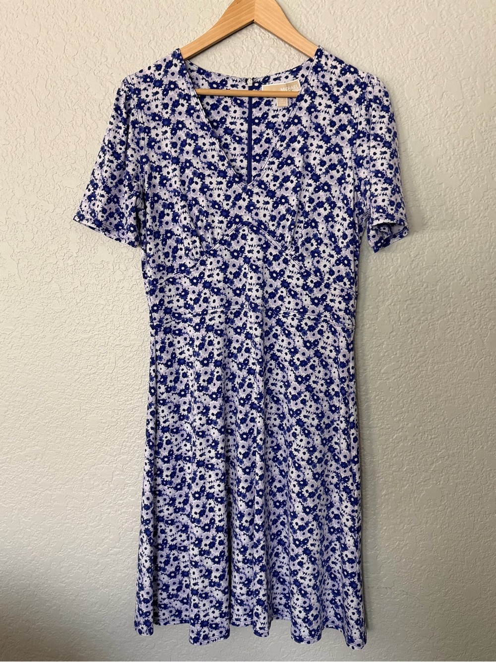 Michael Kors Blue and White Floral Midi Dress